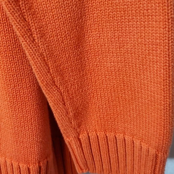 Men's Ralph Lauren 1/4 Zip Cotton Knit Orange Sweater Embroidered Logo Size M - Picture 3 of 15